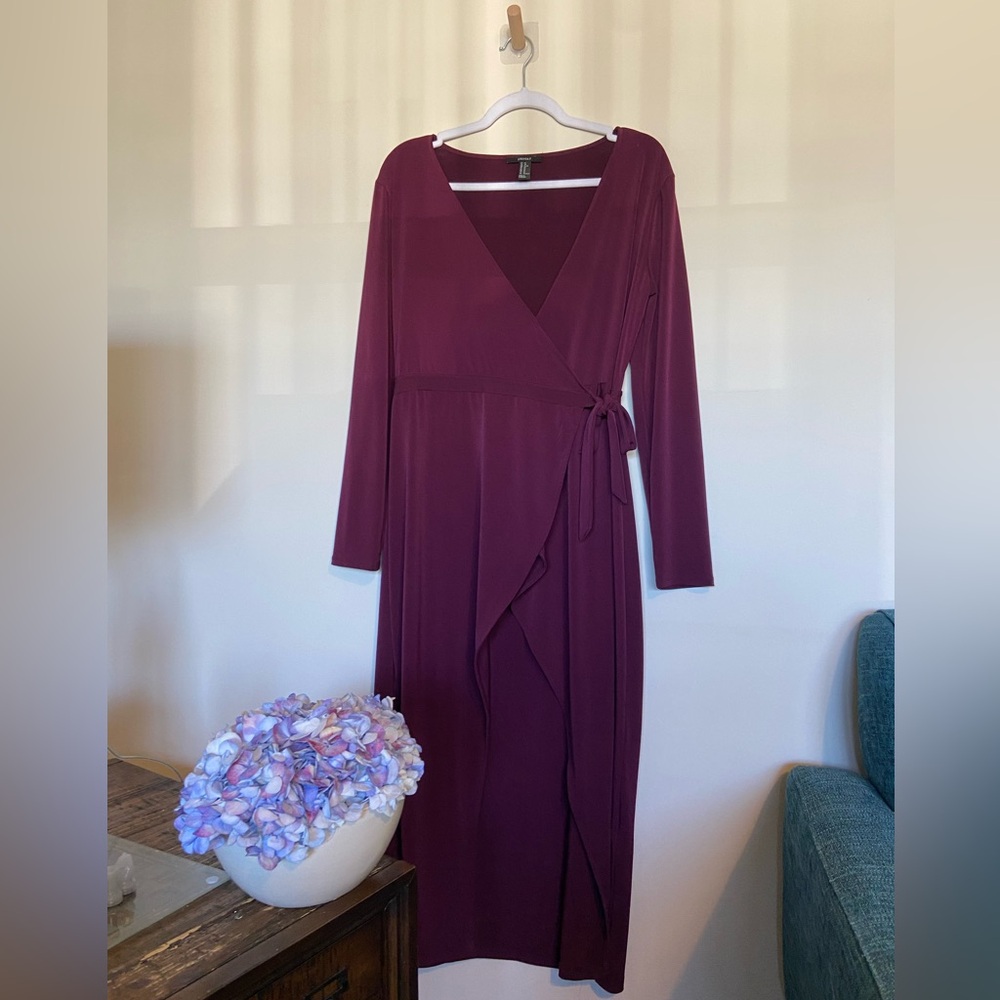 Burgundy XL Long Wrap Dress